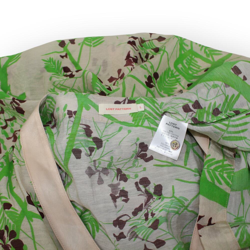 Large LOST PATTERN Coco Dream Belted Kaftan Shirt Dress Green Caftan Coverup - Picture 10 of 16